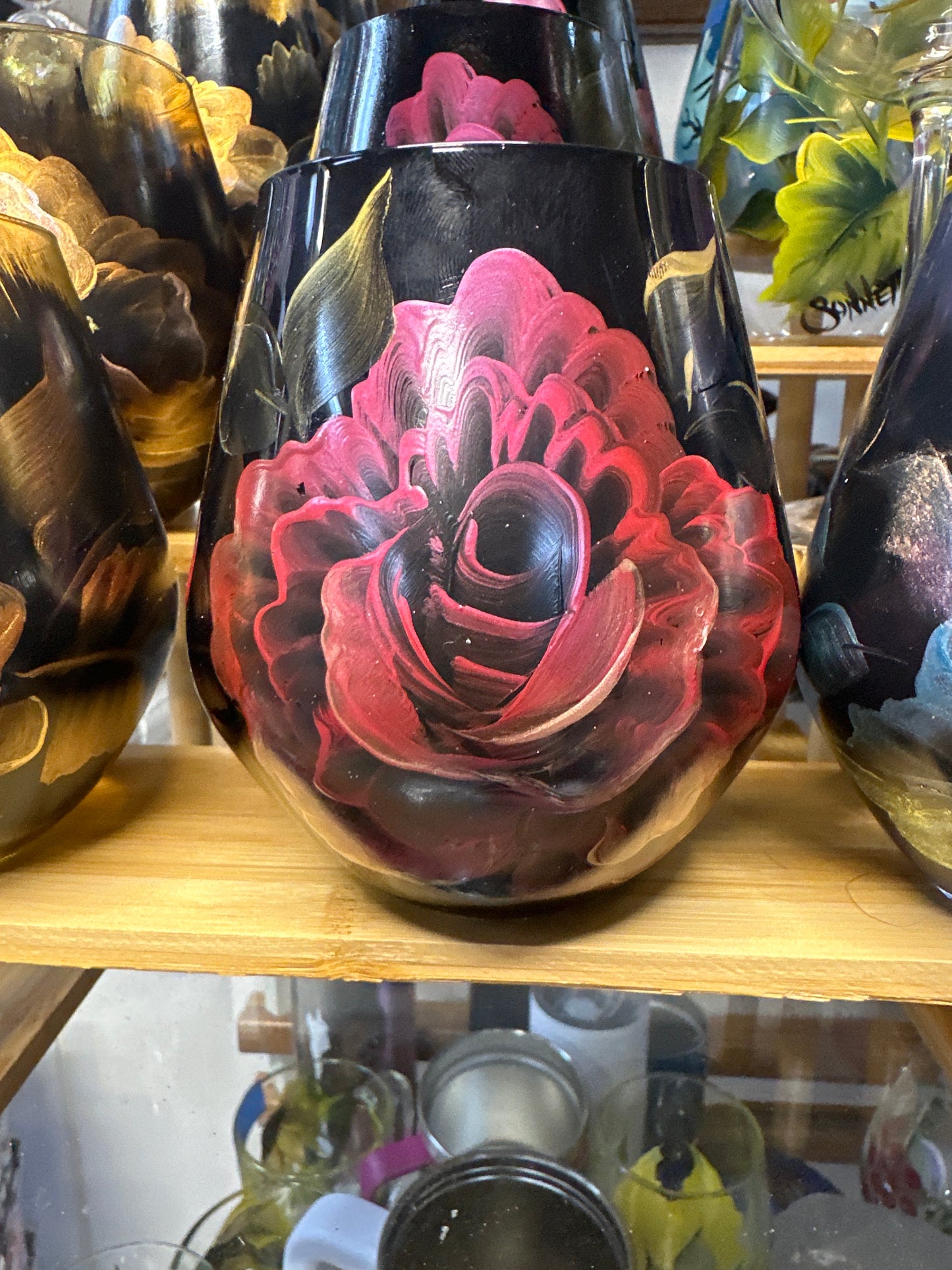 One-of-a-Kind Hand-Painted Wine Glass