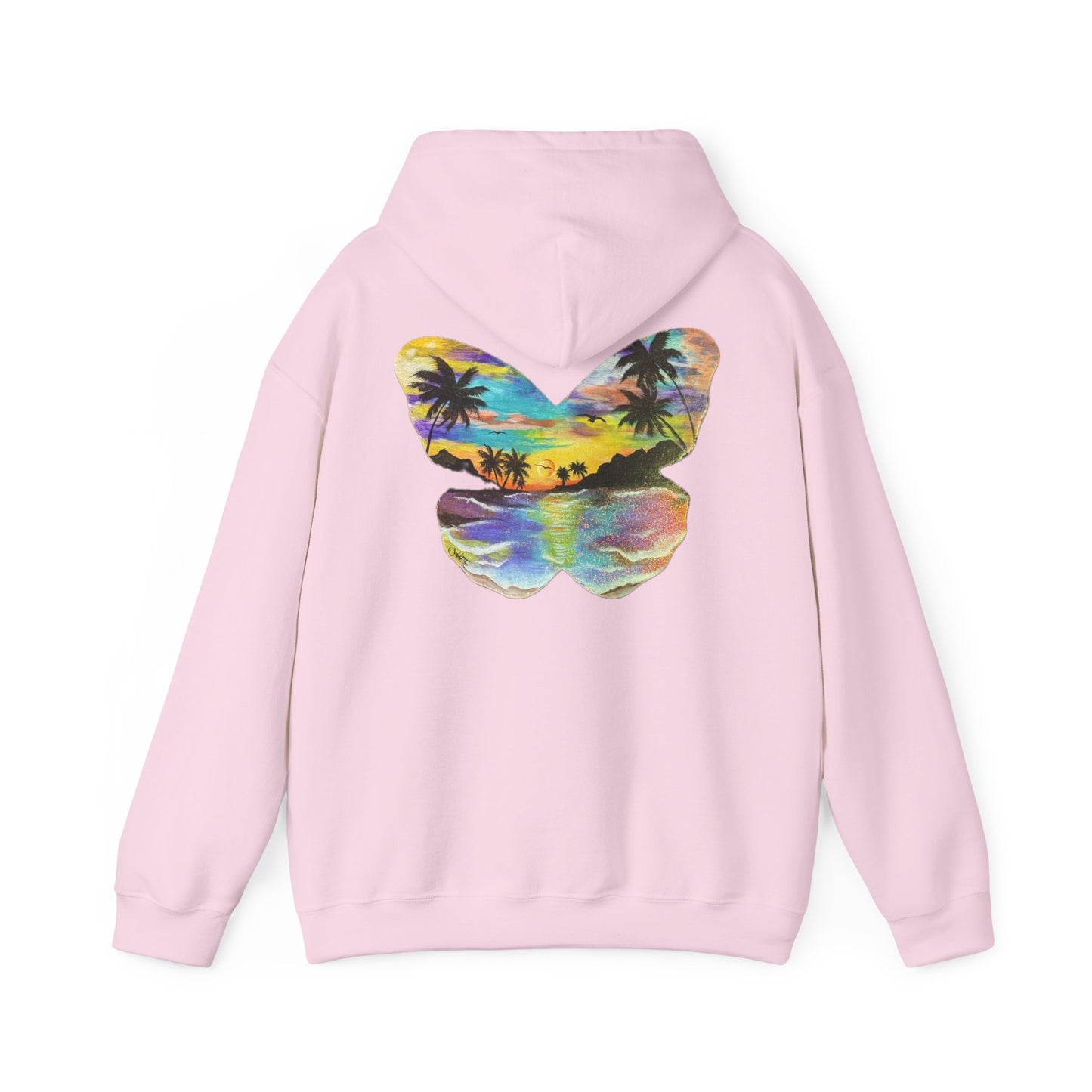 Sunset Butterfly Hoodie — Tropical Beach Graphic Sweatshirt