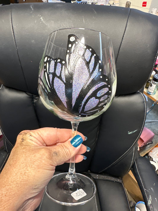 One-of-a-Kind Hand-Painted Wine Glass