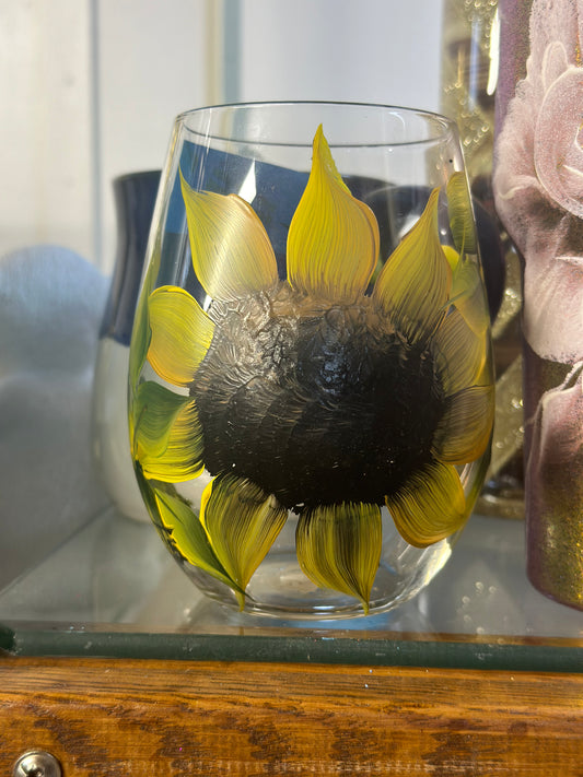One-of-a-Kind Hand-Painted Wine Glass